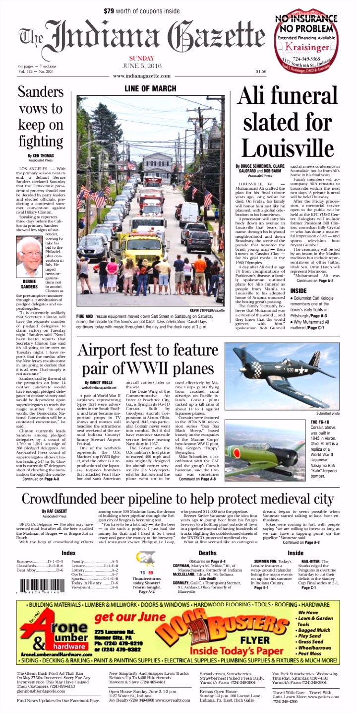 The Indiana Gazette Sunday June 5 2016 by Indiana Printing