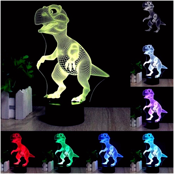 3D Dinosaur LED Desk Table Lamp 7 Color Changing USB Night Light 5V