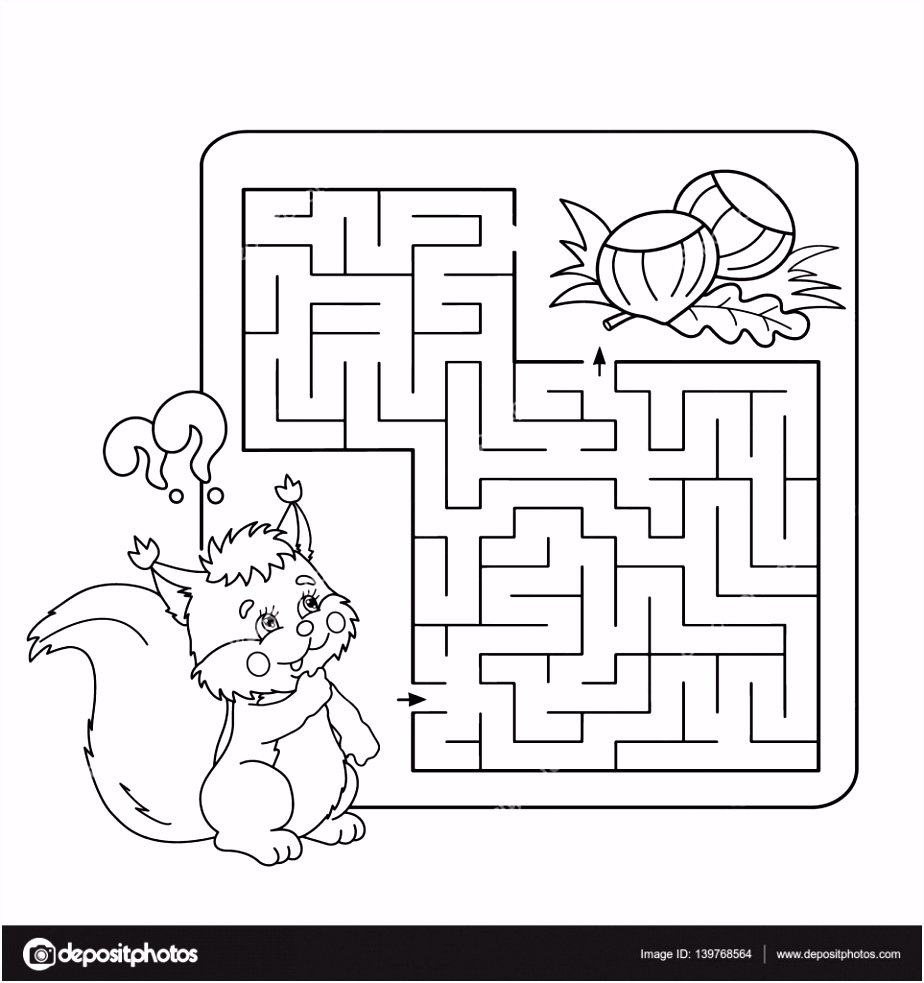 Kleurplaat Eekhoorn Cartoon Vectorillustratie Van Onderwijs Labyrint Of Labyrint Spel L1wq62dxn3 H2ju2svsgs