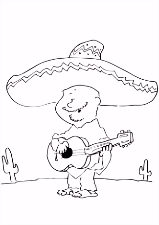 Kleurplaat Gitaar Mexicaan Speelt Gitaar Kleurplaat U3uq75gea3 Umpym2hdb5