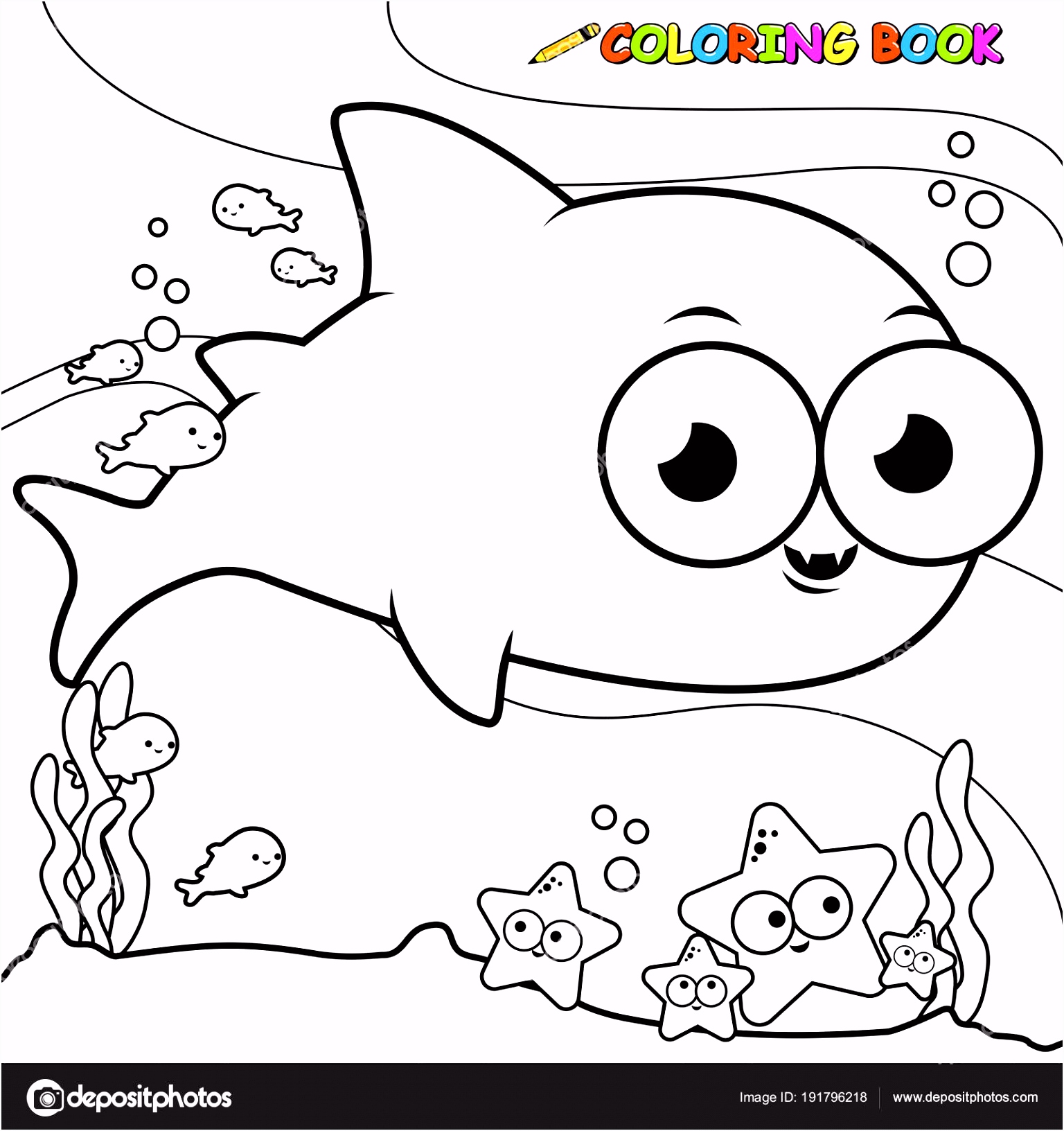 Kleurplaat Haai Haai Zwemmen Onder Water Boek Kleurplaat — Stockvector © Stockakia H5wq50tcn3 D4is04nnfv