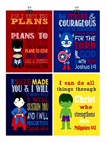 Kleurplaten Batman Amazon Christian Superhero Nursery Decor Art Print Set Of 4 R2or12ttb4 O5hhmmfhn5