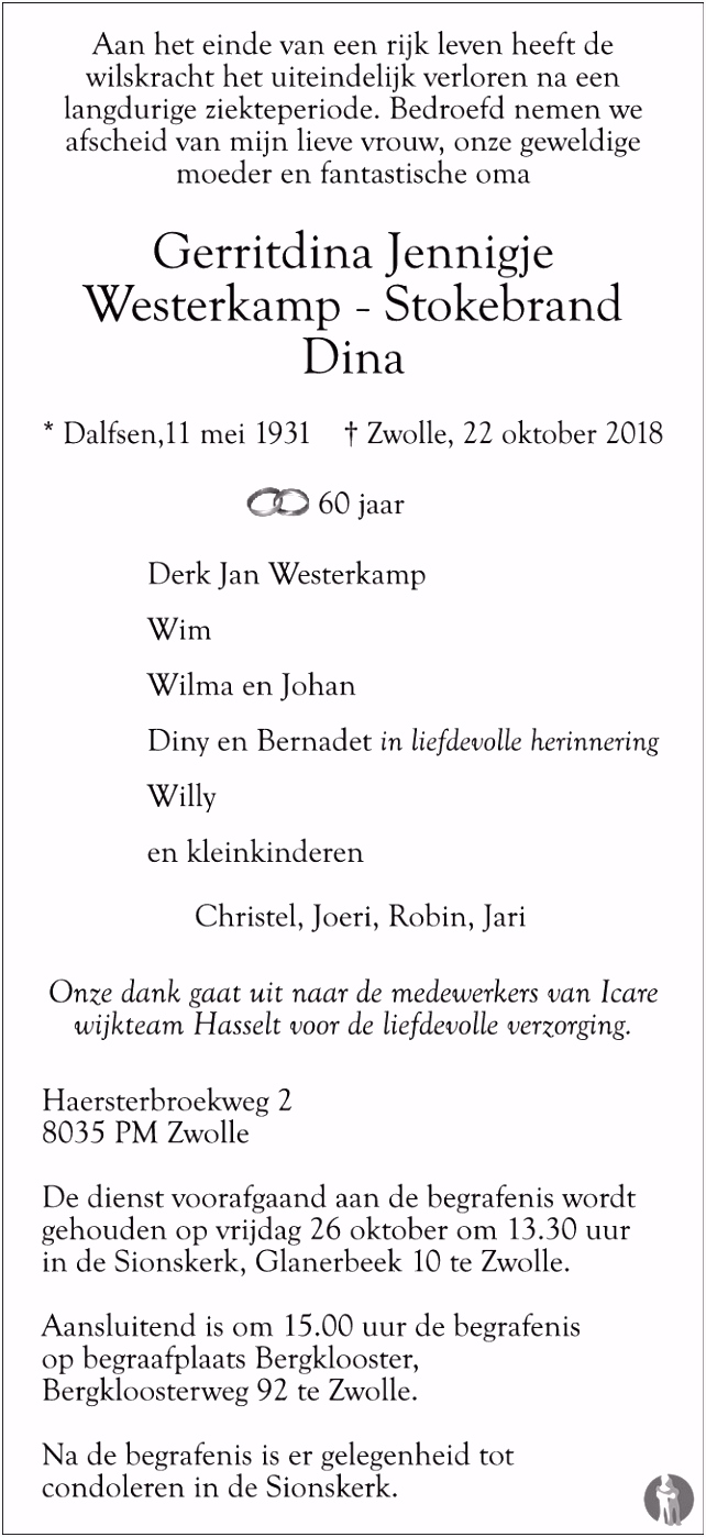Kleurplaten Gewond Gerritdina Jennigje Dina Westerkamp Stokebrand â 22 10 2018 E1qw01uxc8 Hswgvuxqku