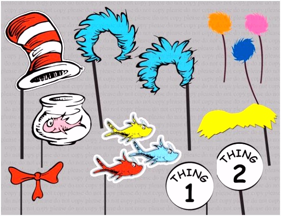 INSTANT DL Dr seuss Thing 1 Thing 2 Booth Props Dr Suess