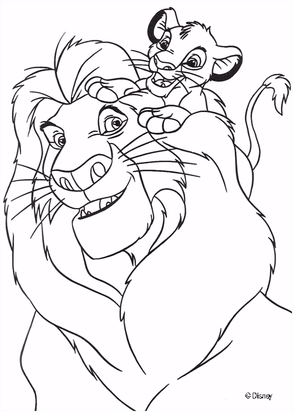 The Lion King coloring pages Simba with Mufasa