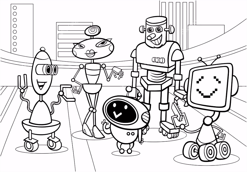 Kleurplaten Robots Robots Groep Cartoon Kleurplaten Pagina — Stockvector © Izakowski A1on830pg2 asaz52ild5