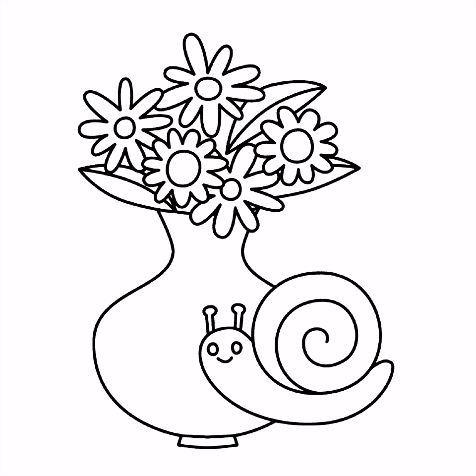 Kleurplaten Slak Leuk Voor Kids – Vaas Met Bloemen En Een Slak Q6ve95zwy2 Dmtwvsyyum