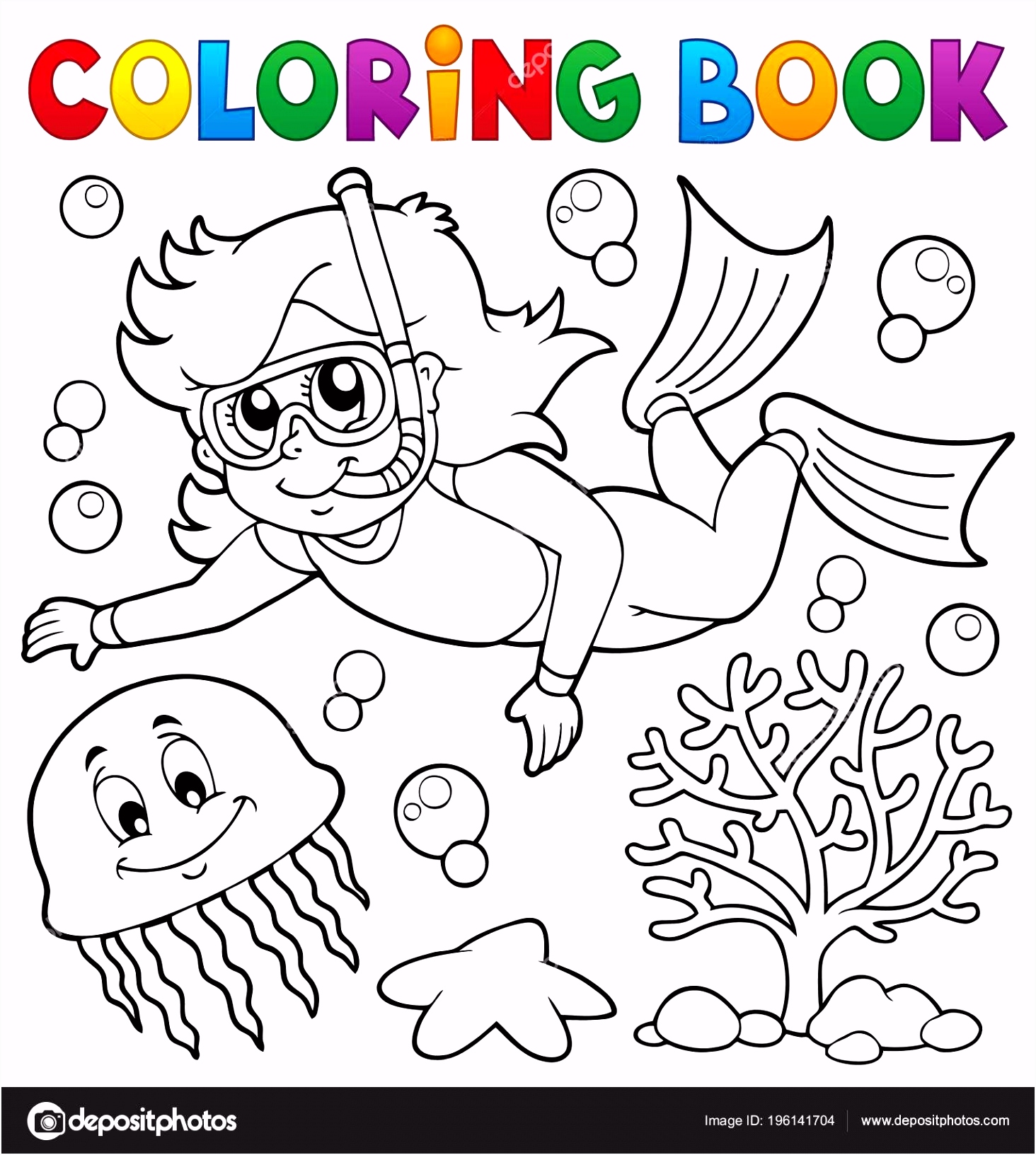 Kleurplaten Snorkels Kleurplaat Boek Meisje Snorkel Duiker Eps10 Vectorillustratie W7gq67udu6 Nstw40gut5
