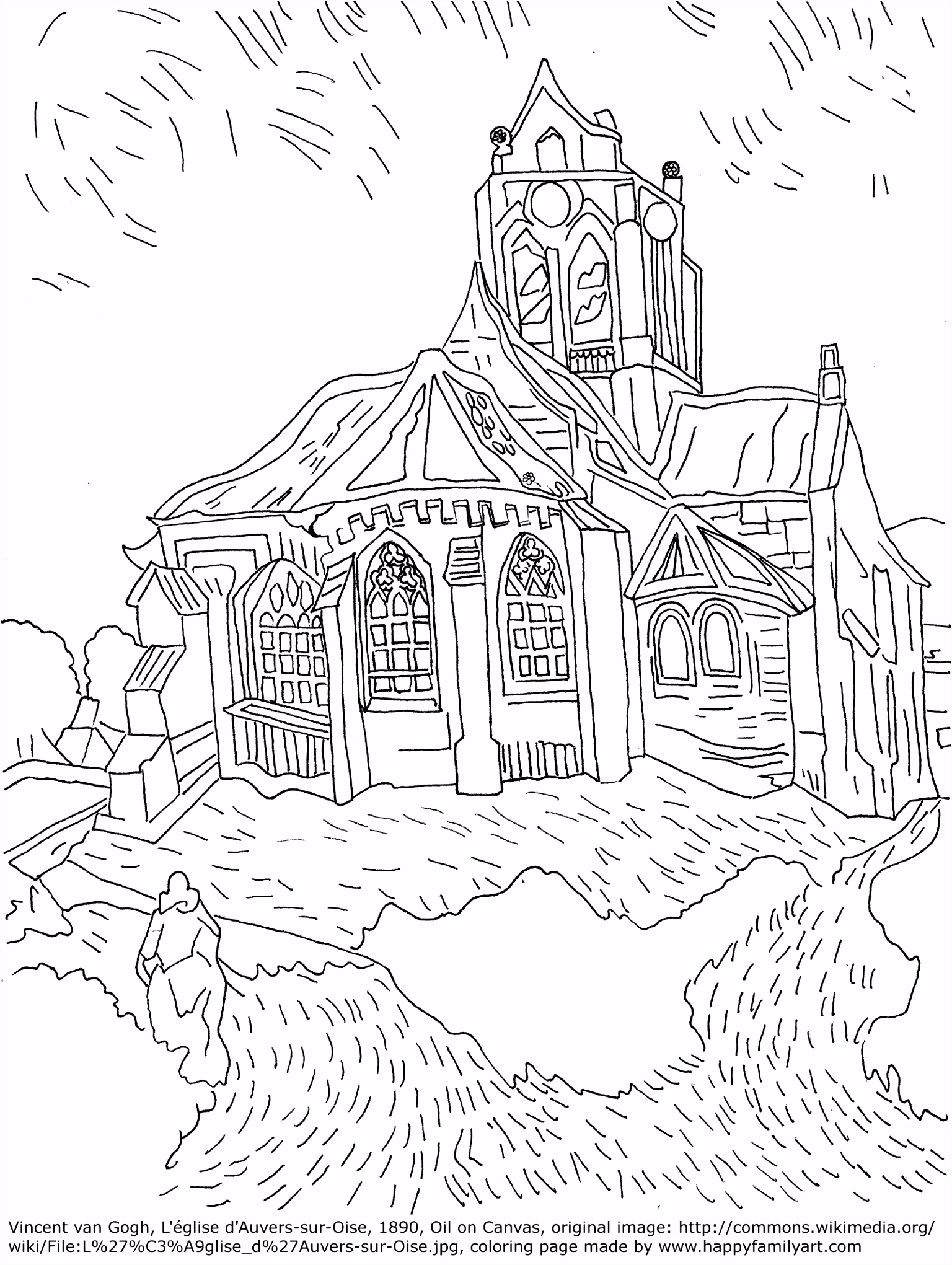 Kleurplaten Vincent Van Gogh Vangoghchurchmedium Coloring Pinterest G3zd06llr6 Msifmsnfi6
