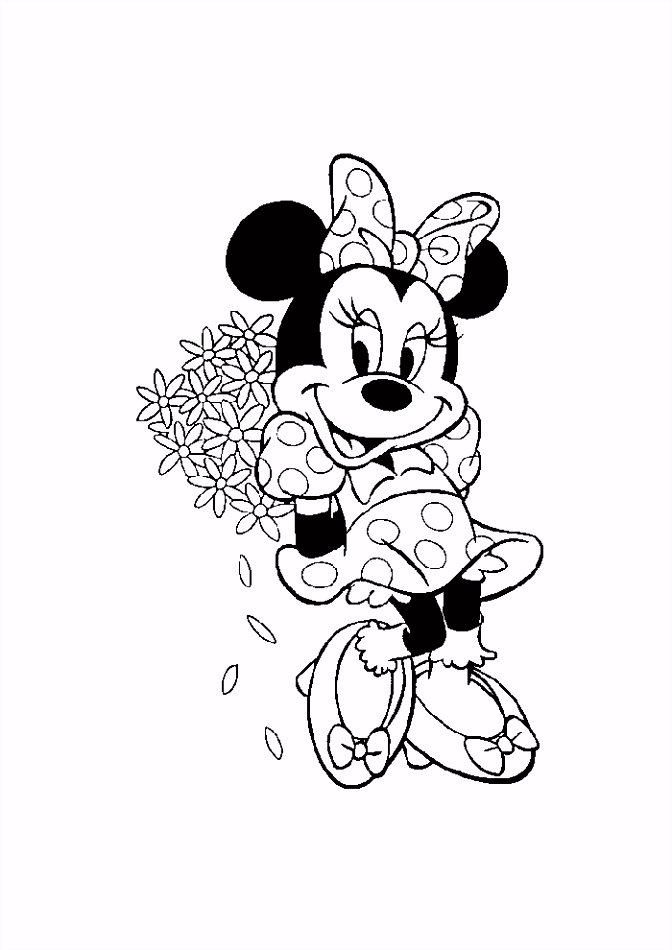 Mickey Mouse minnie met bloemen Micky Mouse Kleurplaten