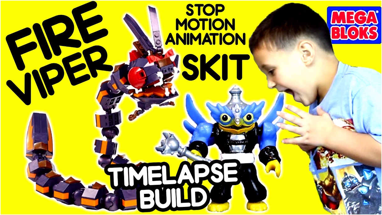 Skylanders MEGA Bloks Fire Viper Attack Timelapse Build & Skit