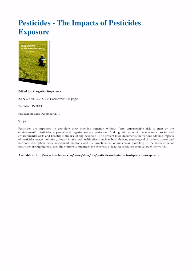 PDF Pesticides The Impacts of Pesticides Exposure