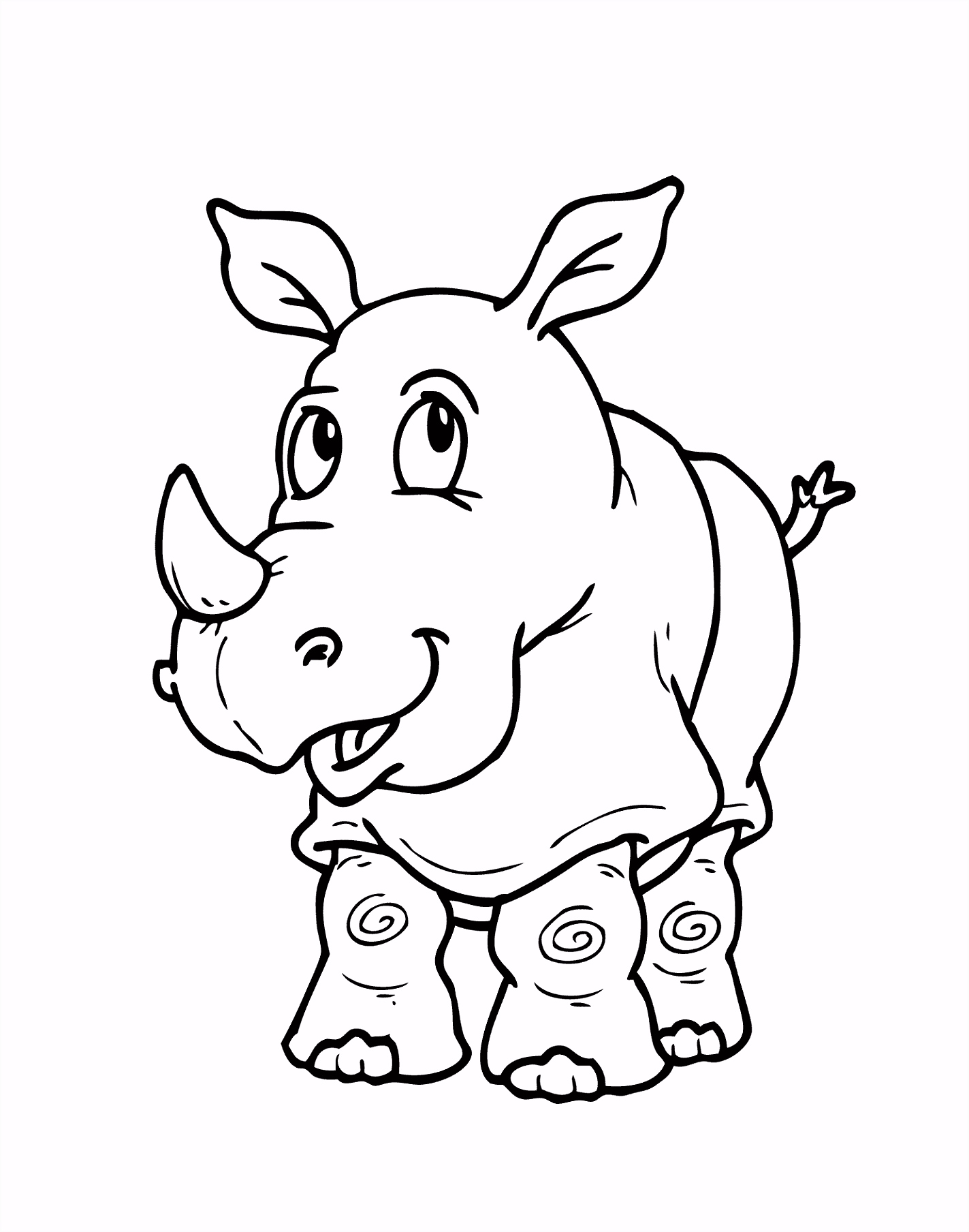Rhinoceros cartoon animals coloring pages for kids printable free
