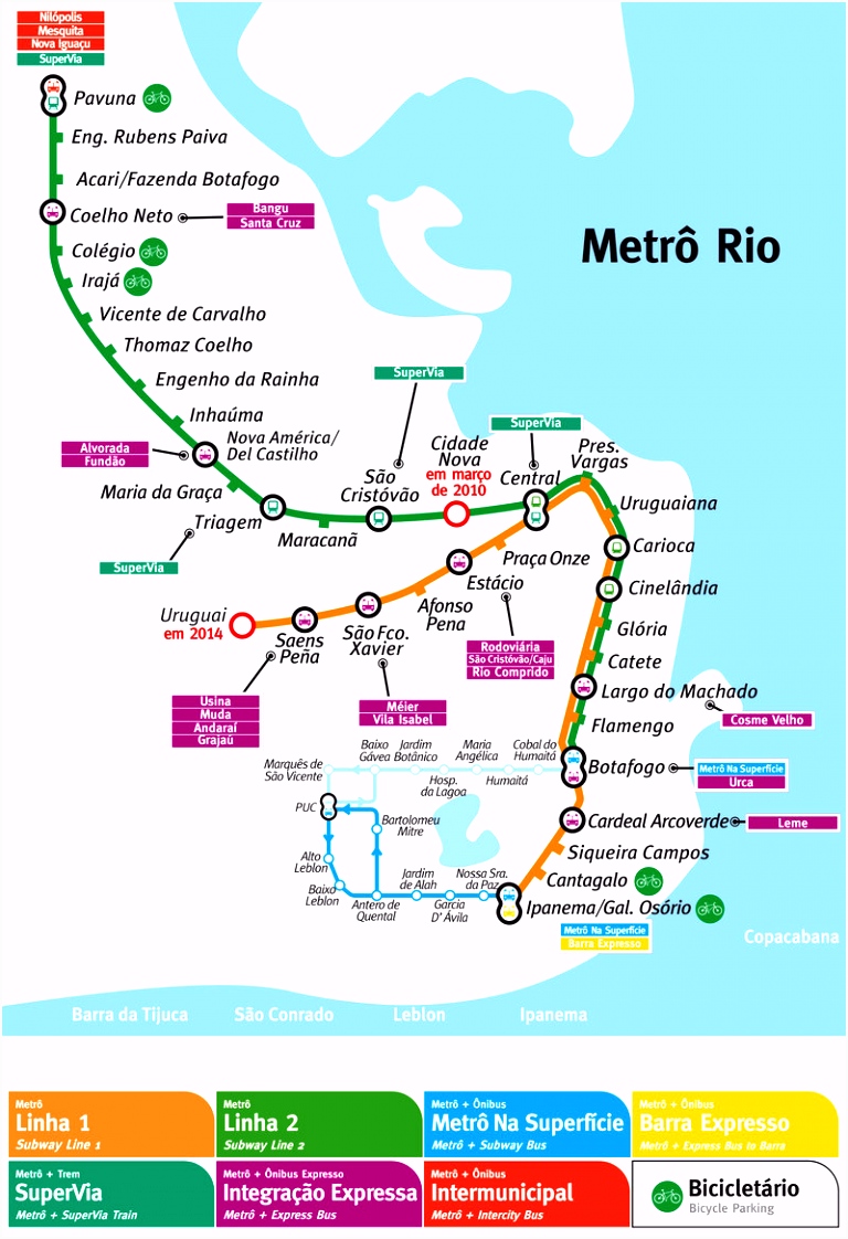 Rio de Janeiro metro map Brazil