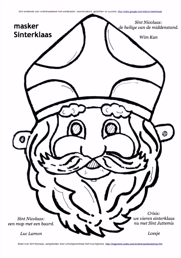 Masker Sinterklaas kleurplaat