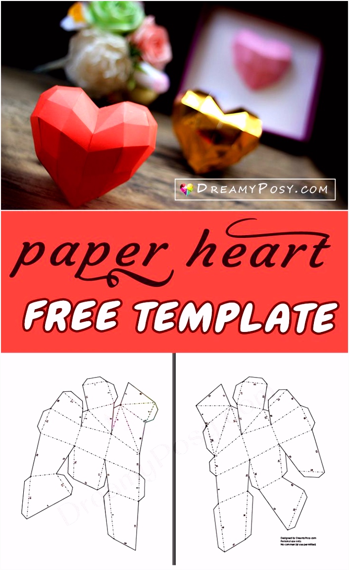 FREE template to make paper 3D heart for your Valentine