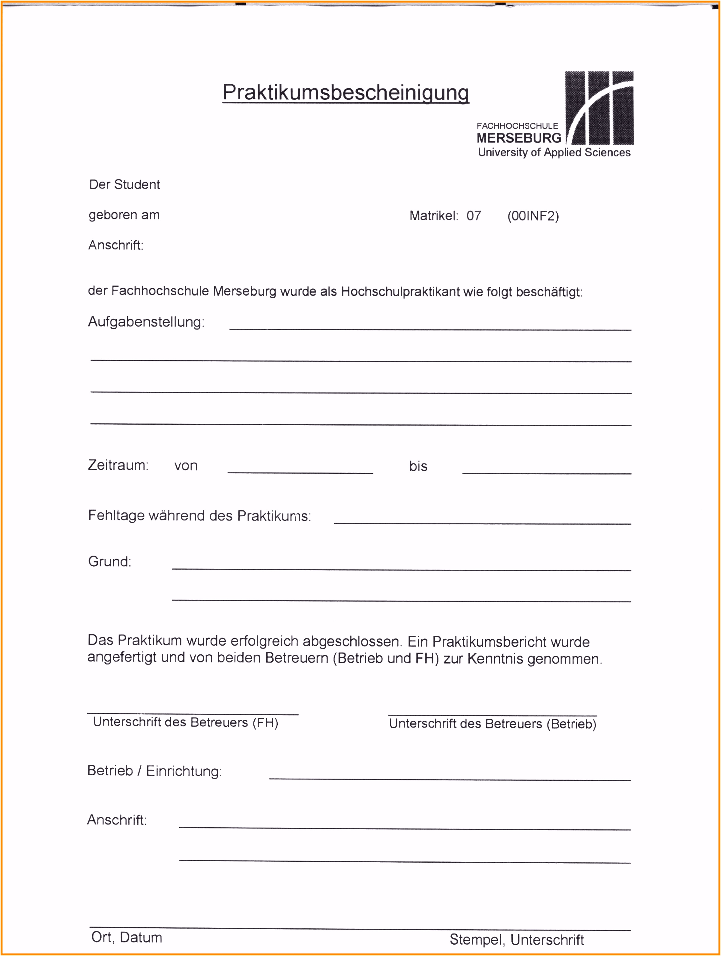 Unglaubliche Muster Praktikumsbericht