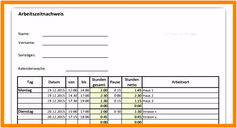 15 arbeitszeitnachweis excel