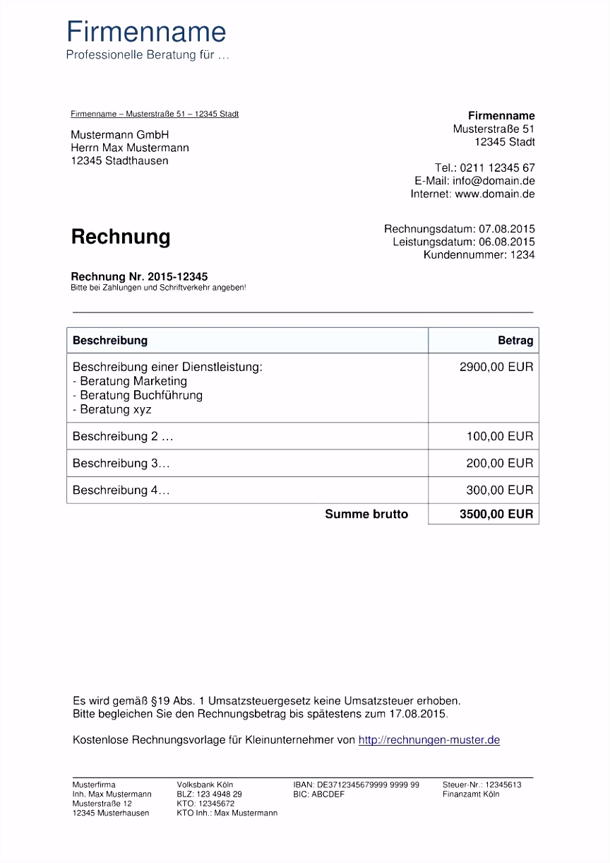 19 proforma rechnung