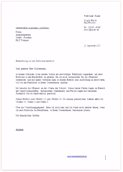 Praktikum Anschreiben Muster