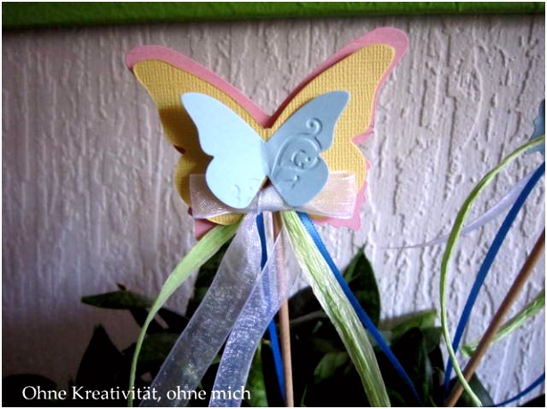 ohne Kreativität ohne mich DIY Schmetterlings Blumenstecker