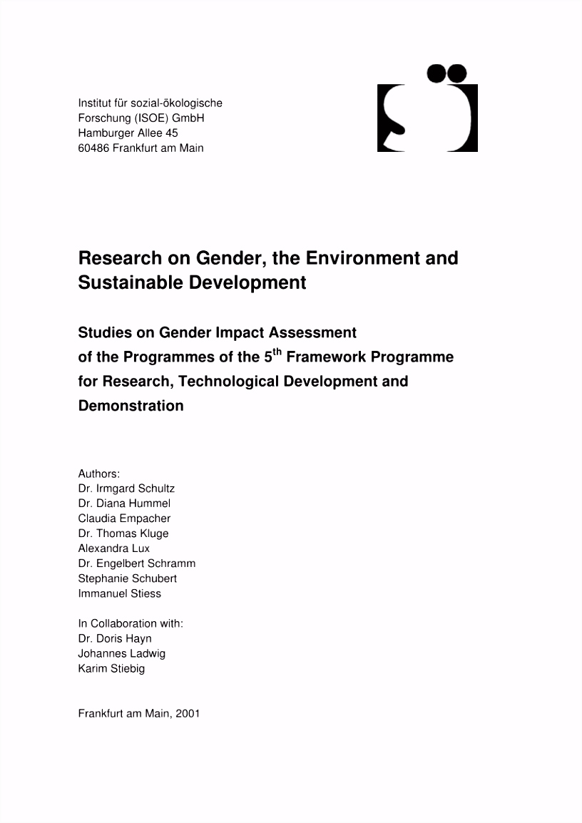 PDF Research on gender the environment and sustainable development