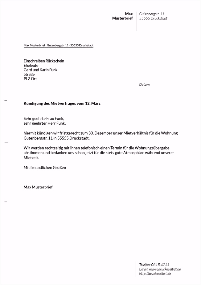 17 kündigung mietvertrag muster