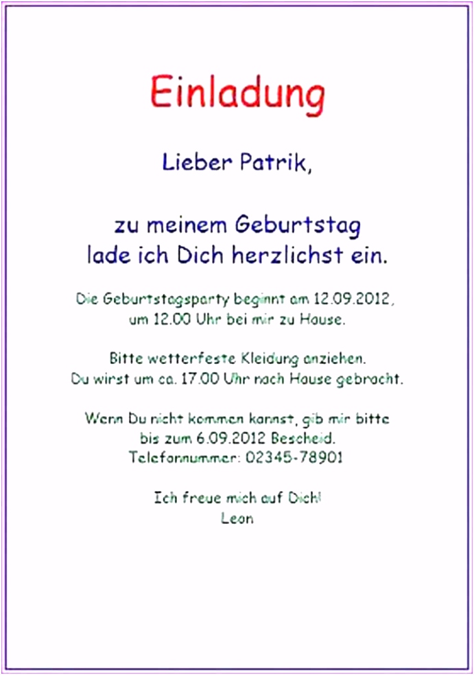 Einladung Geburtstag Vorlage Kostenlos