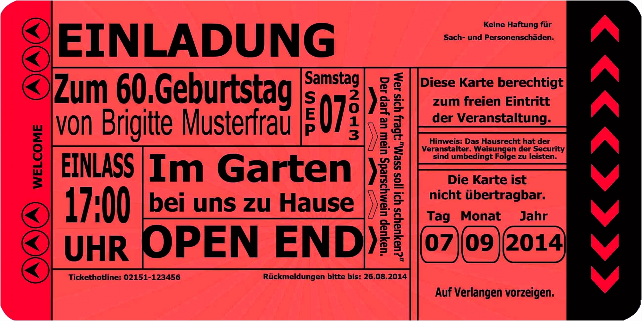 Eintrittskarte Vorlage Word