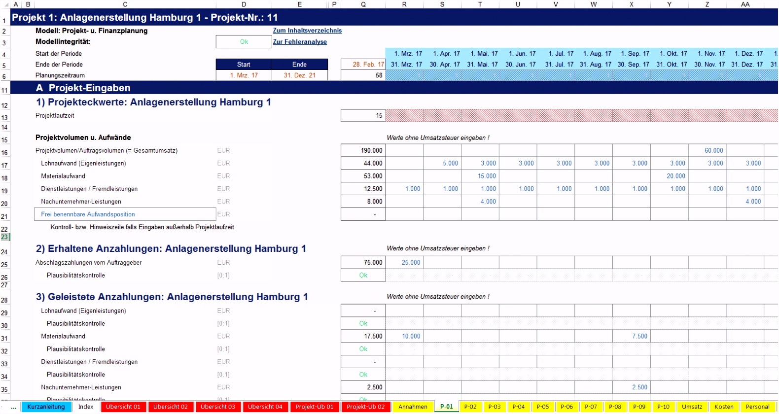 Excel Finanzplan Tool Projekt