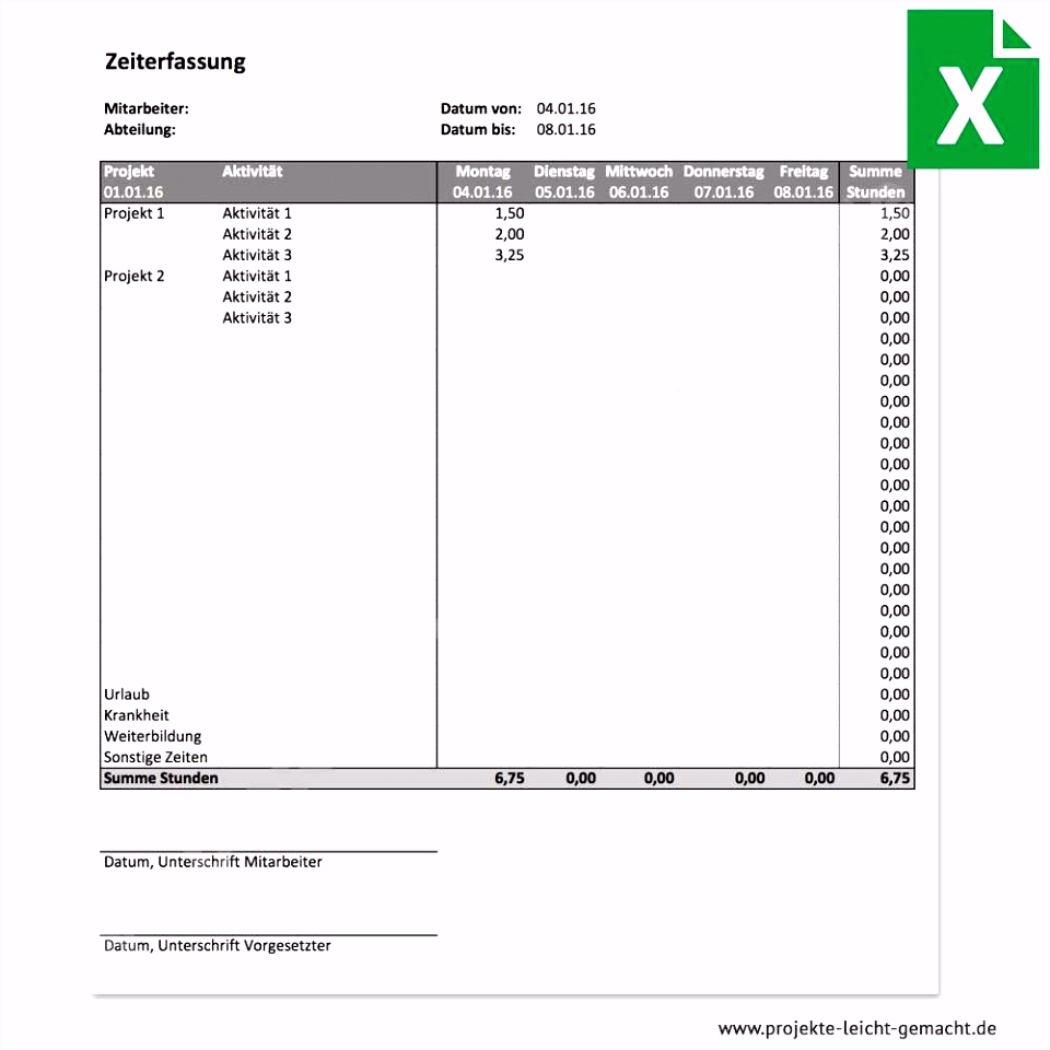 25 Neu Zeiterfassung Excel Vorlage