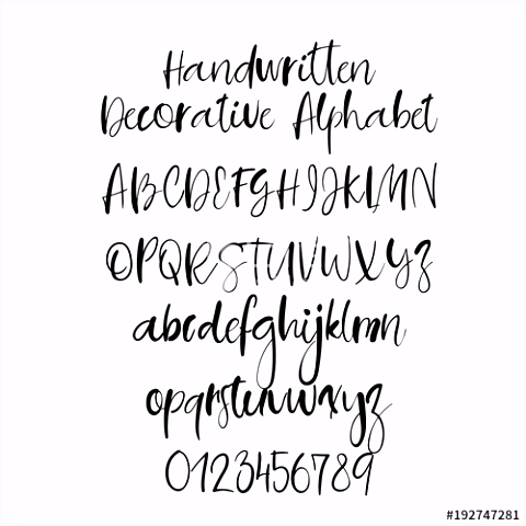 Modern calligraphy alphabet Handwritten brush letters Uppercase
