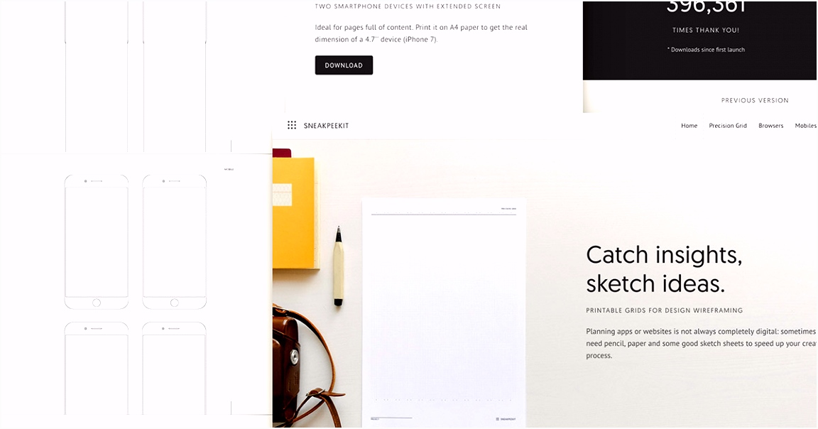 Sneakpeekit Printable Sketch Sheets for Design Wireframing