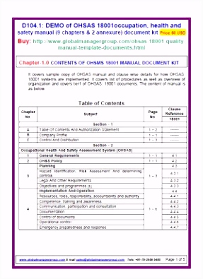 Ohsas audit checklist free