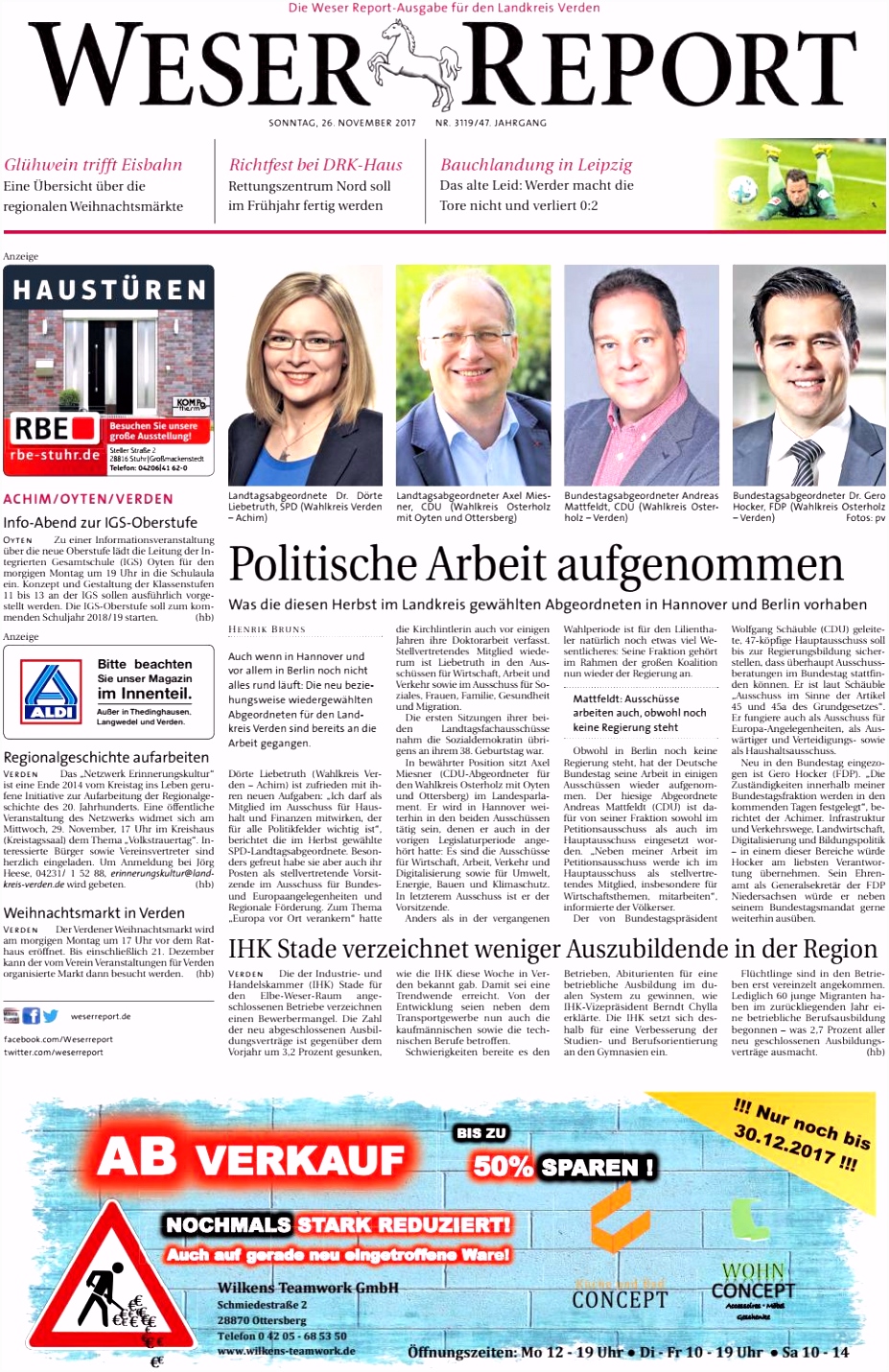 Weser Report Achim Oyten Verden vom 26 11 2017 by KPS