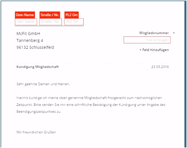 Fitnessstudio Kundigung Vorlage ritmgfo