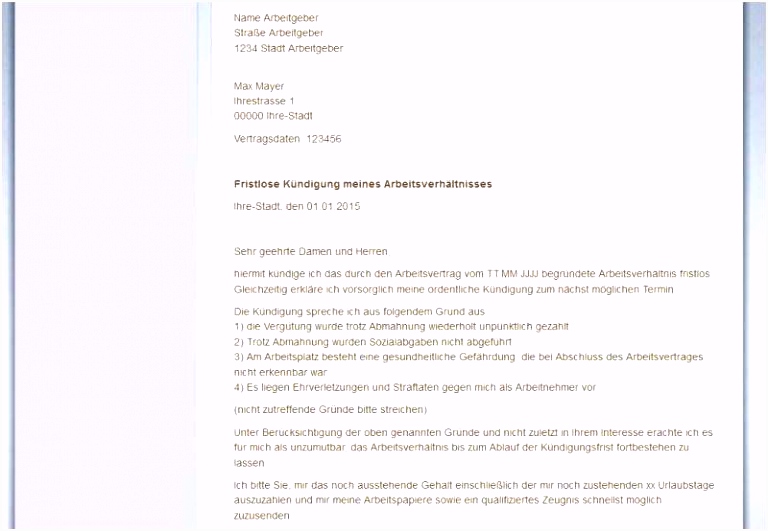 Kündigung Zeitarbeit Muster Genial Die Fabelhaften Muster