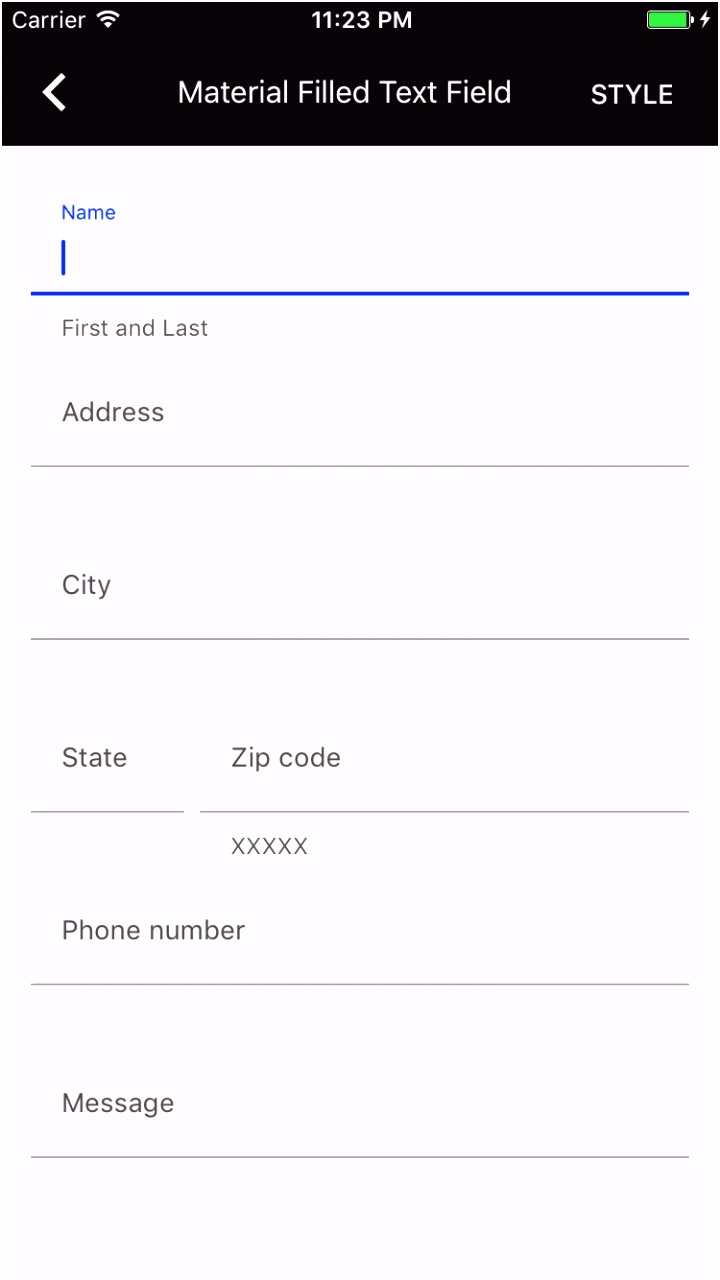 Text fields Material ponents for iOS