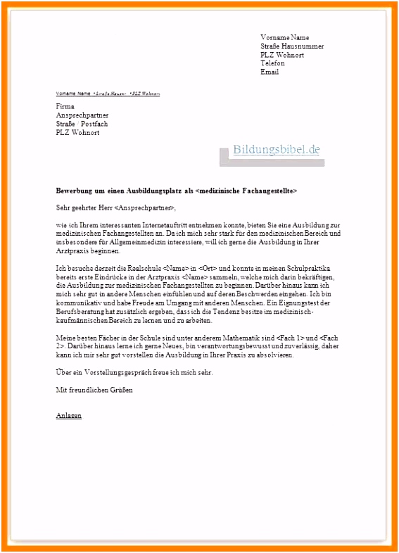 20 bewerbungsschreiben medizinische fachangestellte muster