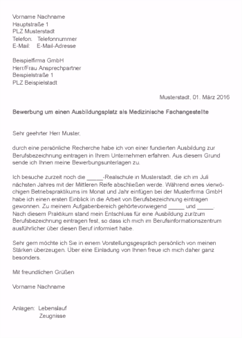 9 bewerbung ausbildung medizinische fachangestellte