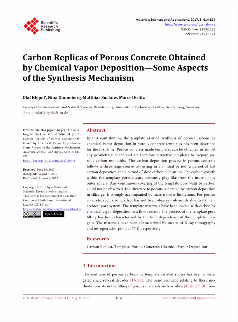 Porous concrete as a template for the synthesis of porous carbon