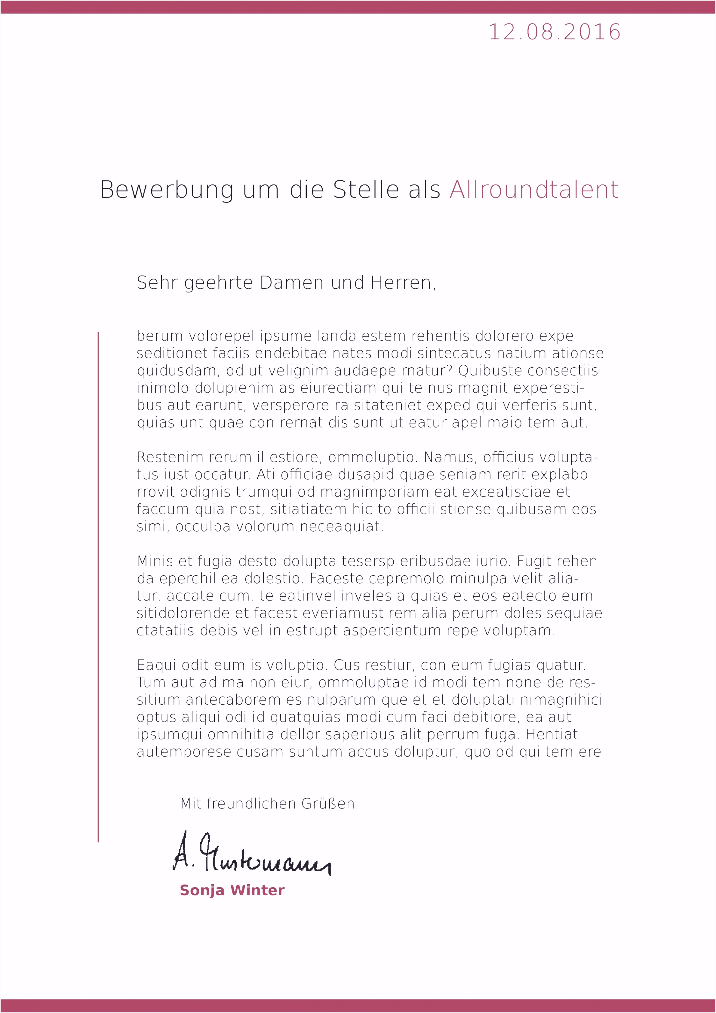 Bewerbung Template bewerbung design vorlage muster – bewerbung7