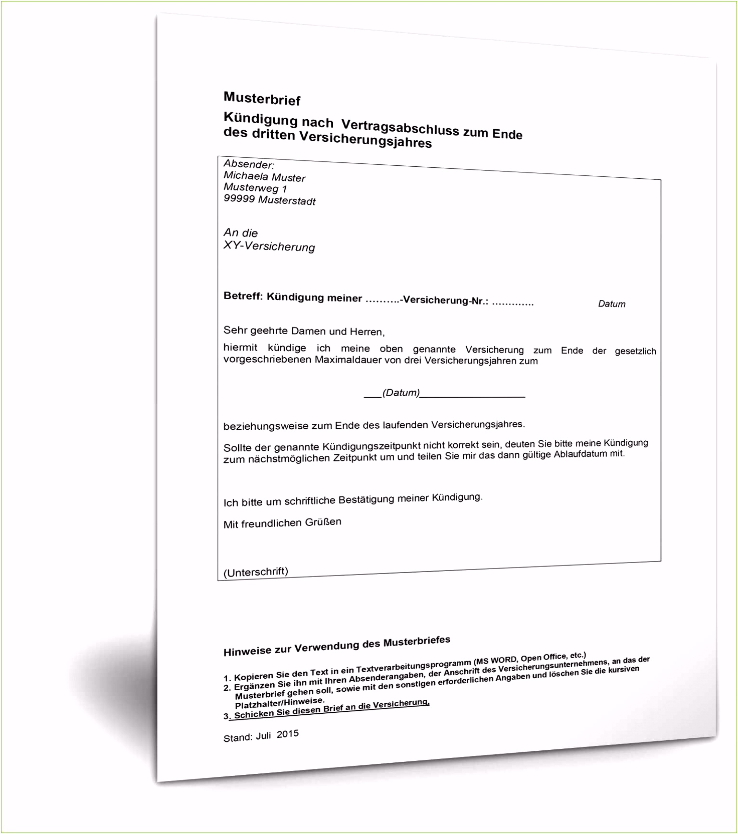 Kundigung Versicherung Vorlage 1534 1735 Kundigung Versicherung
