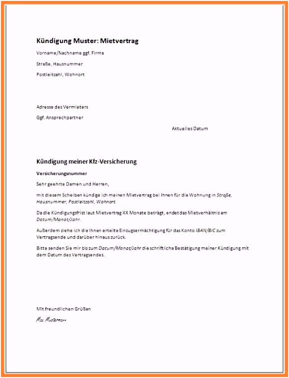 18 schriftliche kündigung wohnung vorlage