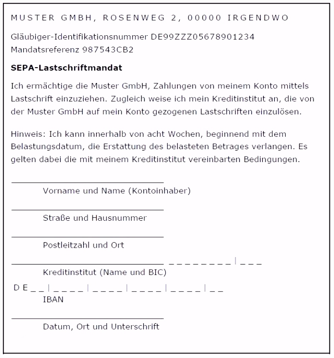 Sky Kündigung Vorlage Zum Ausdrucken Pdf Sepa Lastschriftmandat