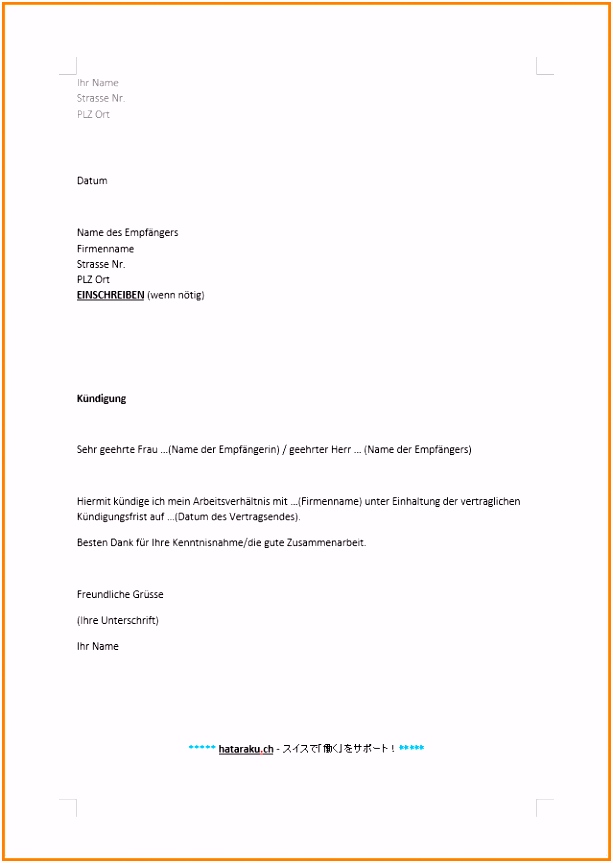 20 kündigung schreiben minijob