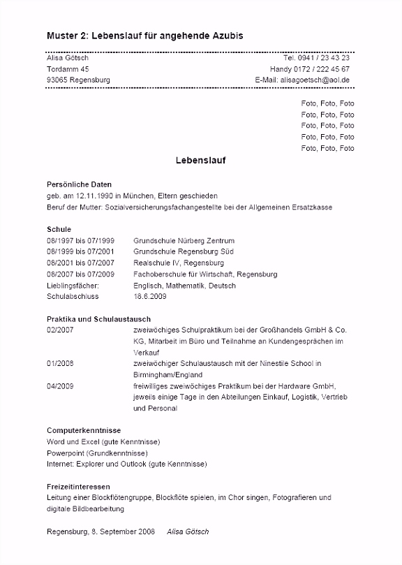 Das Beste Von Galerie Von Tabellarischer Lebenslauf Schüler Vorlage