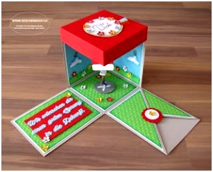 Geschenkbox überraschungsbox Explosionsbox Fallschirm Gleitschirm