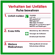 Aushänge Verhalten bei Unfällen