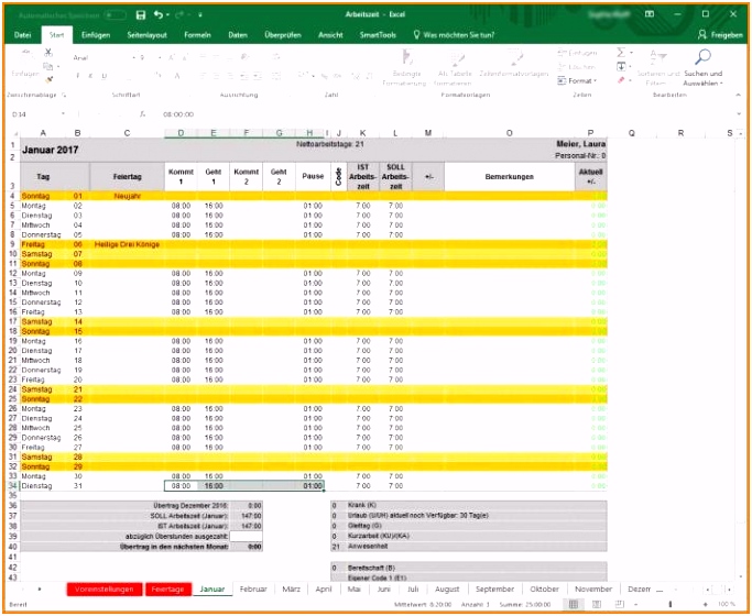 11 arbeitszeiterfassung excel kostenlos